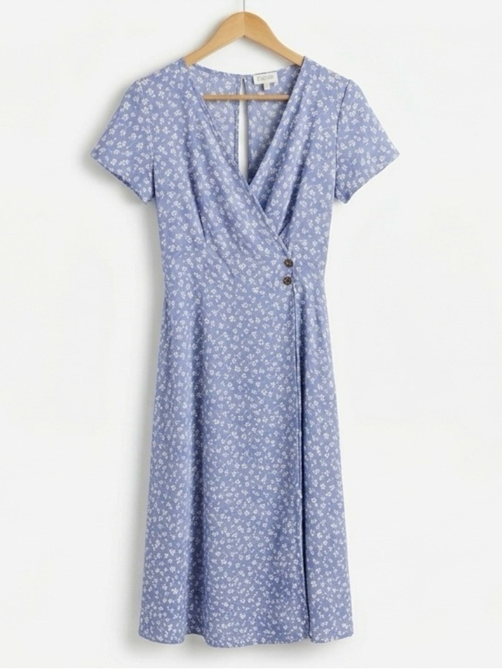 Sienna Sky Periwinkle Blue Floral Dress with White Blossoms